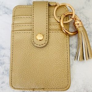 Faux Leather Credit Card Clutch  Champagne NEW